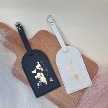 Étiquette de bagage – Blanc map Monde